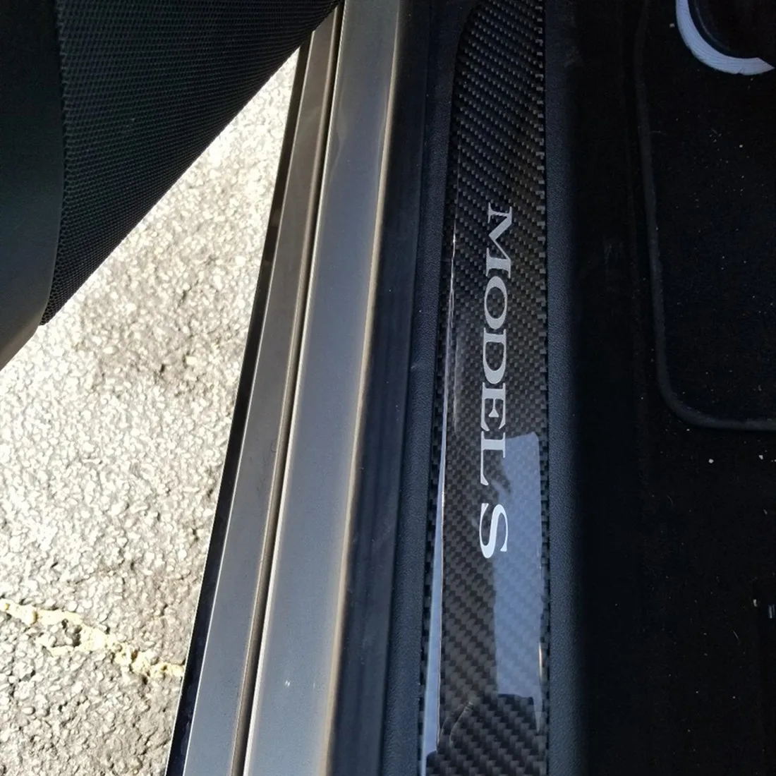Car Door Sill Proteção Capa, Anti-Scratch Fibra De Carbono Guarnição Adesivos, Acessórios para Tesla Model S