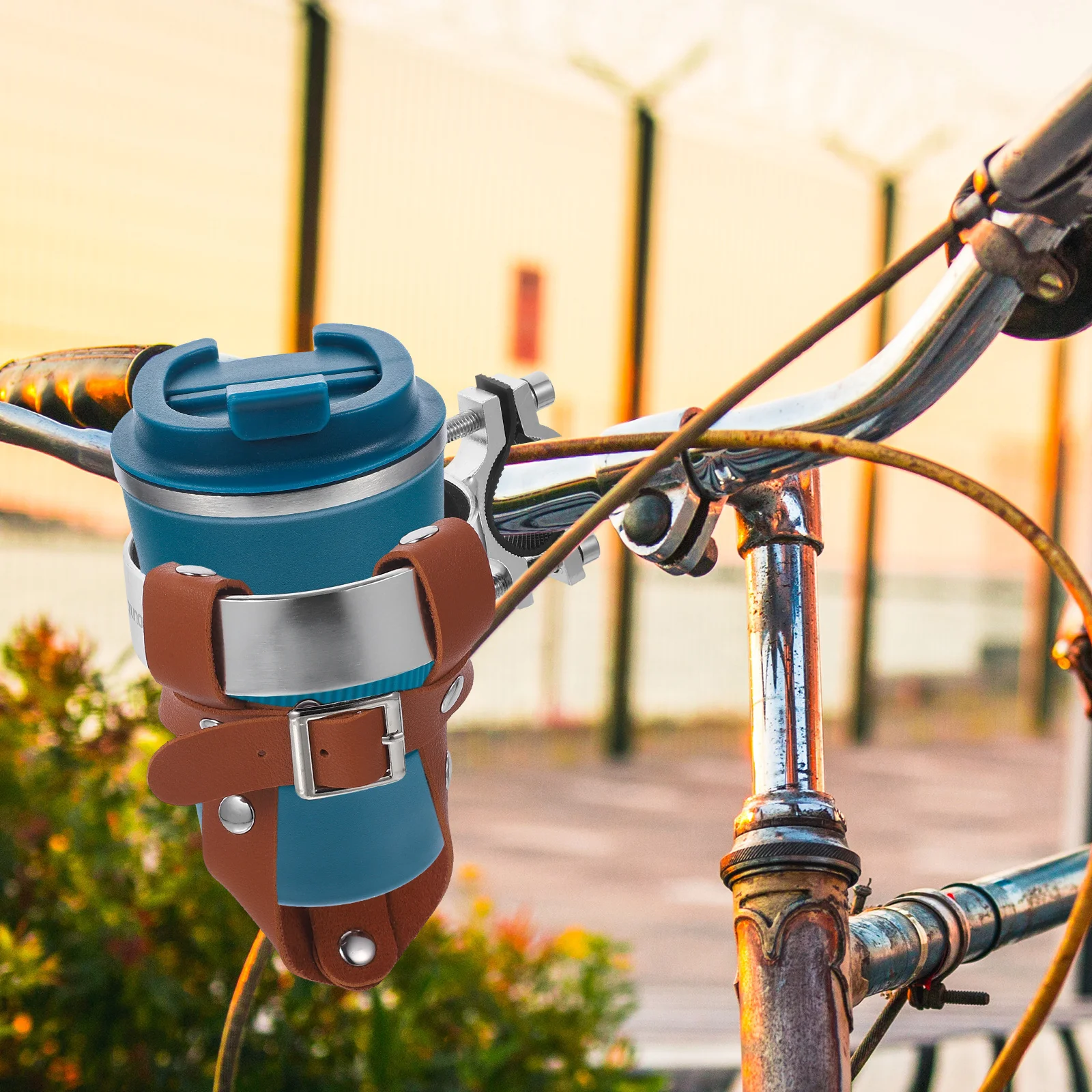 

Bike Water Bottle Holder Retro Cycling Bracket Beverage Cage PU Aluminum Alloy Easy Install Outdoor Supplies Bike Part