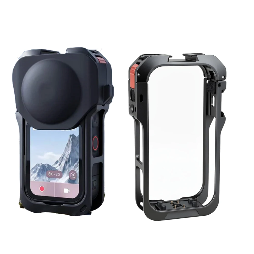Aluminum Metal Cage for Insta360 X6, Camera Frame Cage Expansion Protective Case with Lens Cap & 1/4