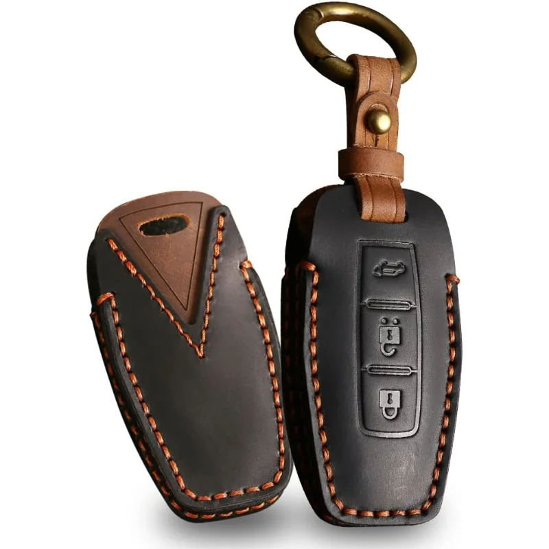 

WH 3-Button Car Key Fob Case Leather Intelligent Key Cover Fit For Mitsubishi Outlander 2022 2023 Accessories Stylish Key Protec