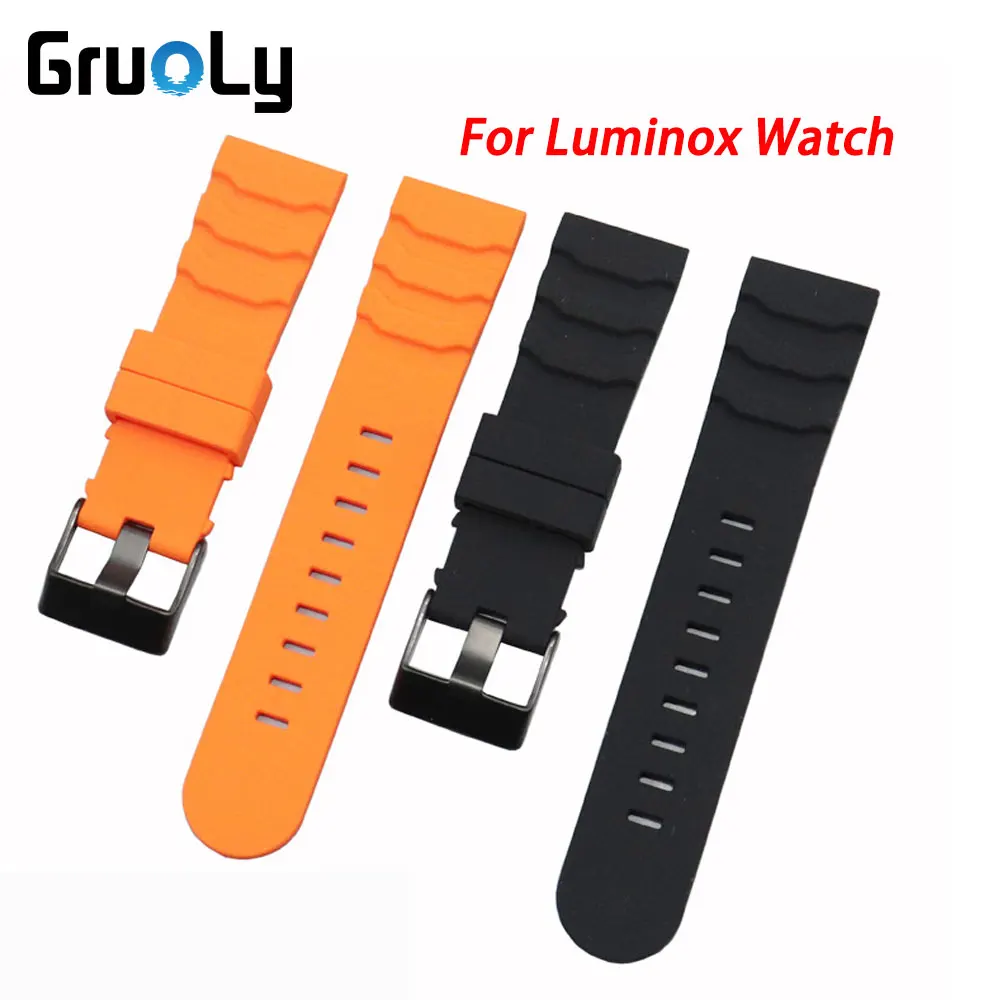 Rubber Strap 24mm For Luminox XS3749 3789 3741 3745 Men's Waterproof Silicone Watch Band Bracelet Wristband Accessories
