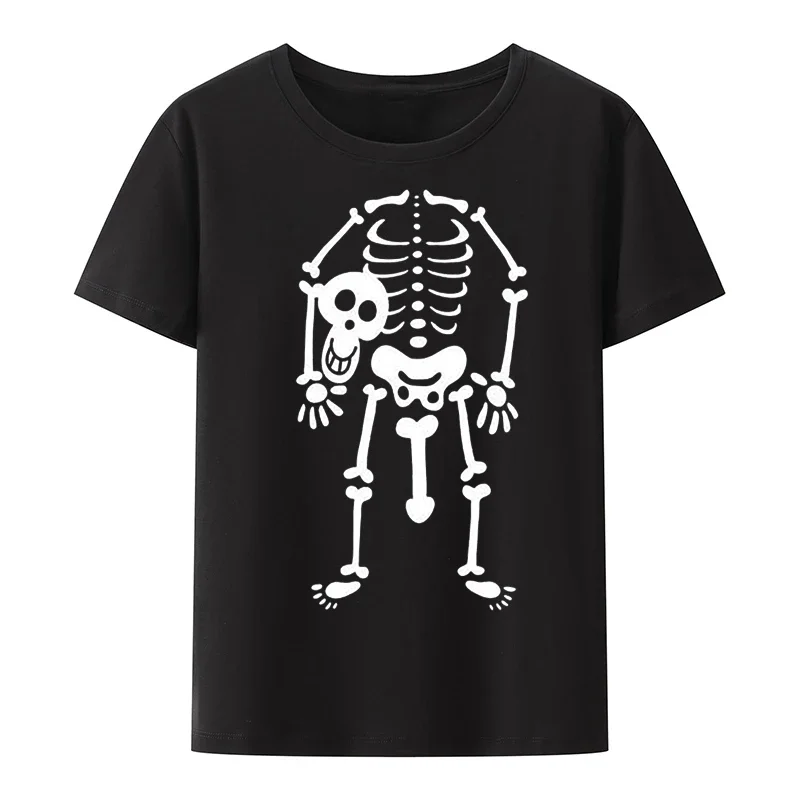 Finger Skeleton Printed Halloween Tshirt Gothic Street Fashion Cotton Comfortable Short Sleeve Tee Loose Breathable Hipster Tops