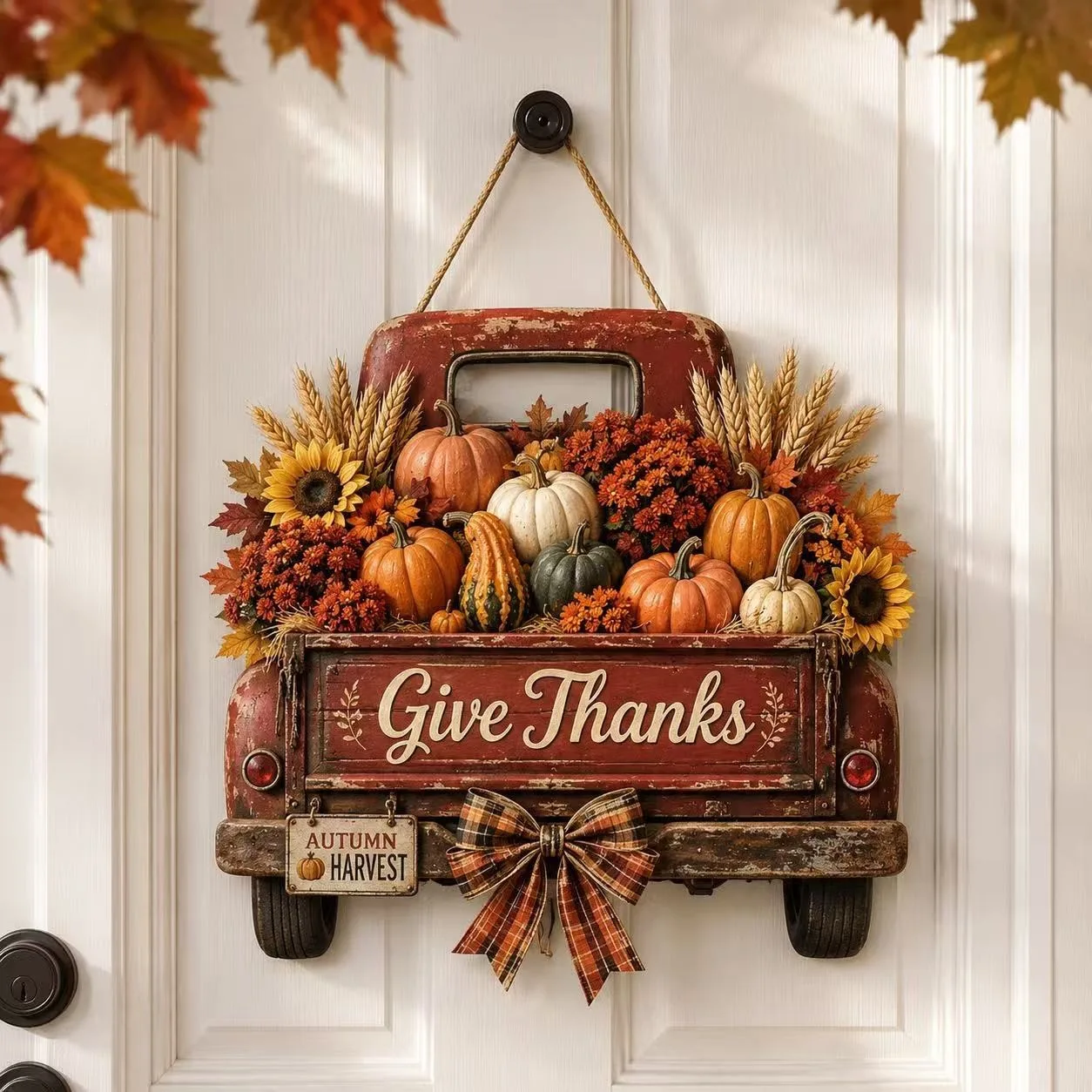 Retro Harvest Truck Wooden Hanging Sign - 
