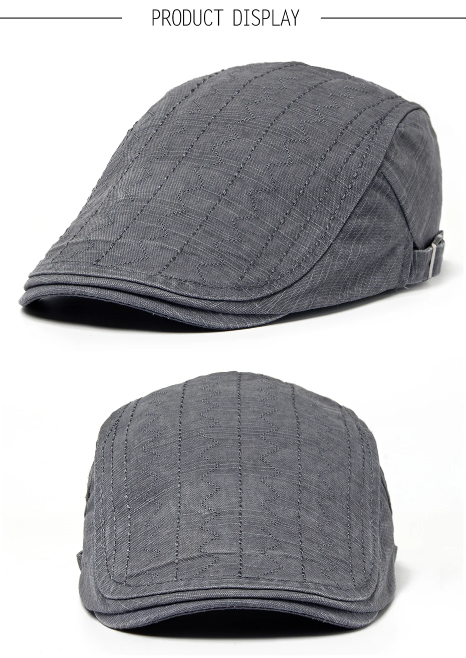 Vintage Newsboy-Mütze für Herren, lässige Schirmmütze, Sommermode, Baumwoll-Flatcap für Herren, Original Marken-Baskenmütze, verstellbar – Detail 4