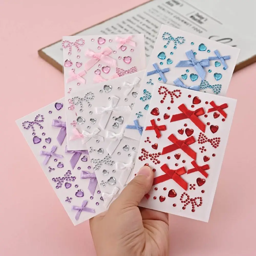 

Sparkling Face Gem Sticker Waterproof Shiny Photocard Sticker Self-adhesive Bowknot 3D Rhinestone Sticker Kids Girls Tattoos