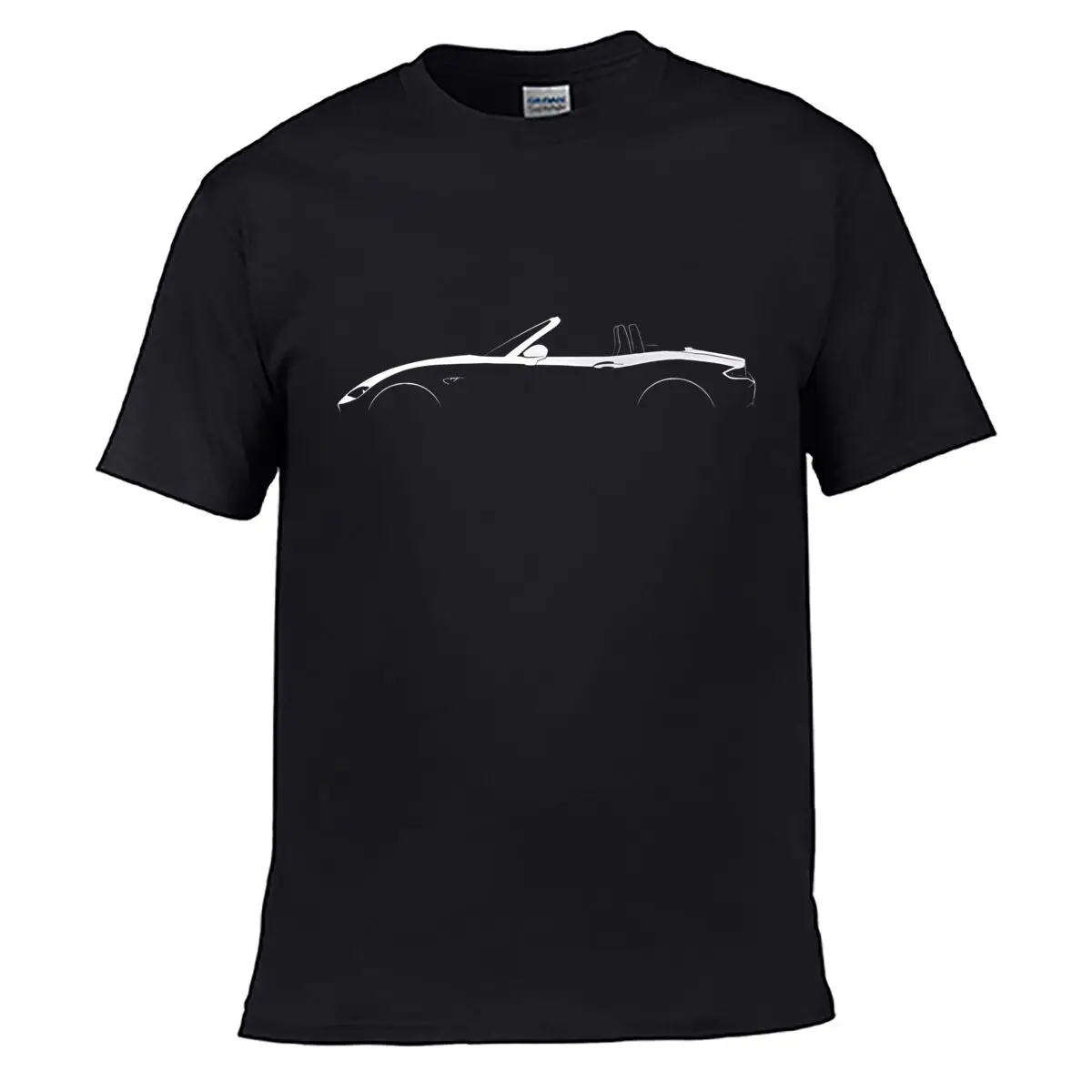 White Convertible Car Side Silhouette short-sleeved T-shirt Streetwear Top