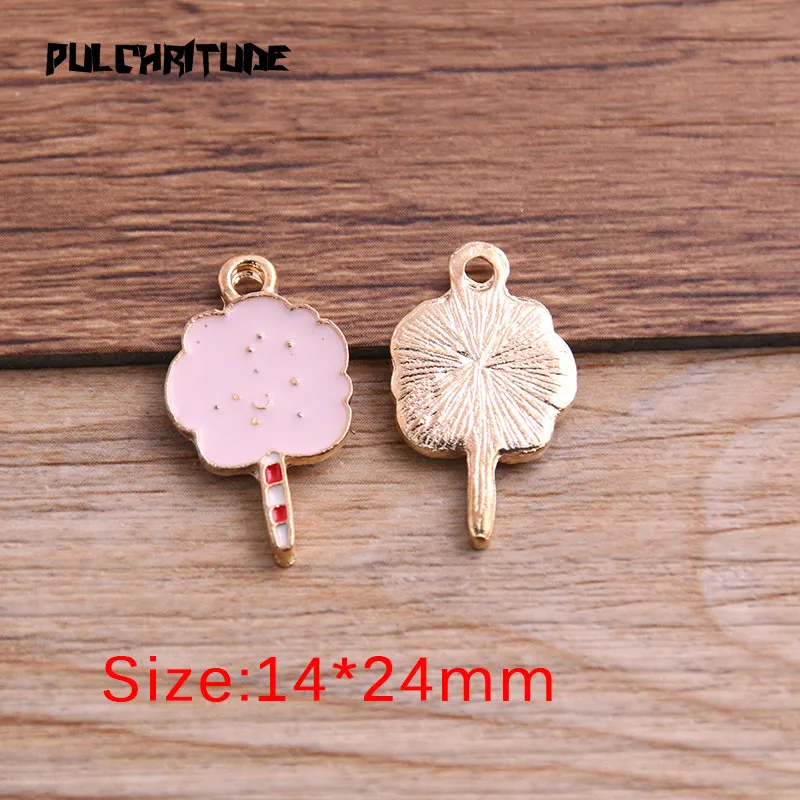 6Pcs 14*24mm Alloy Metal Drop Oil Pink Marshmallow Charms Pendant For DIY Bracelet Necklace Jewelry Making