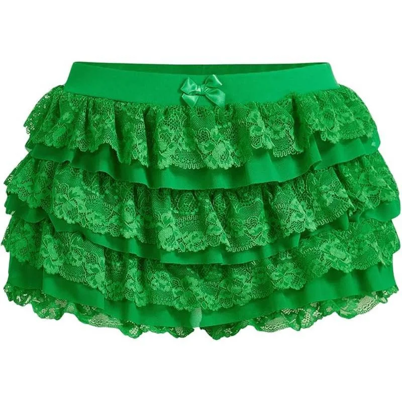 Women's Y2K Style Ruffle Edge Lace Lantern Shorts Bow Short