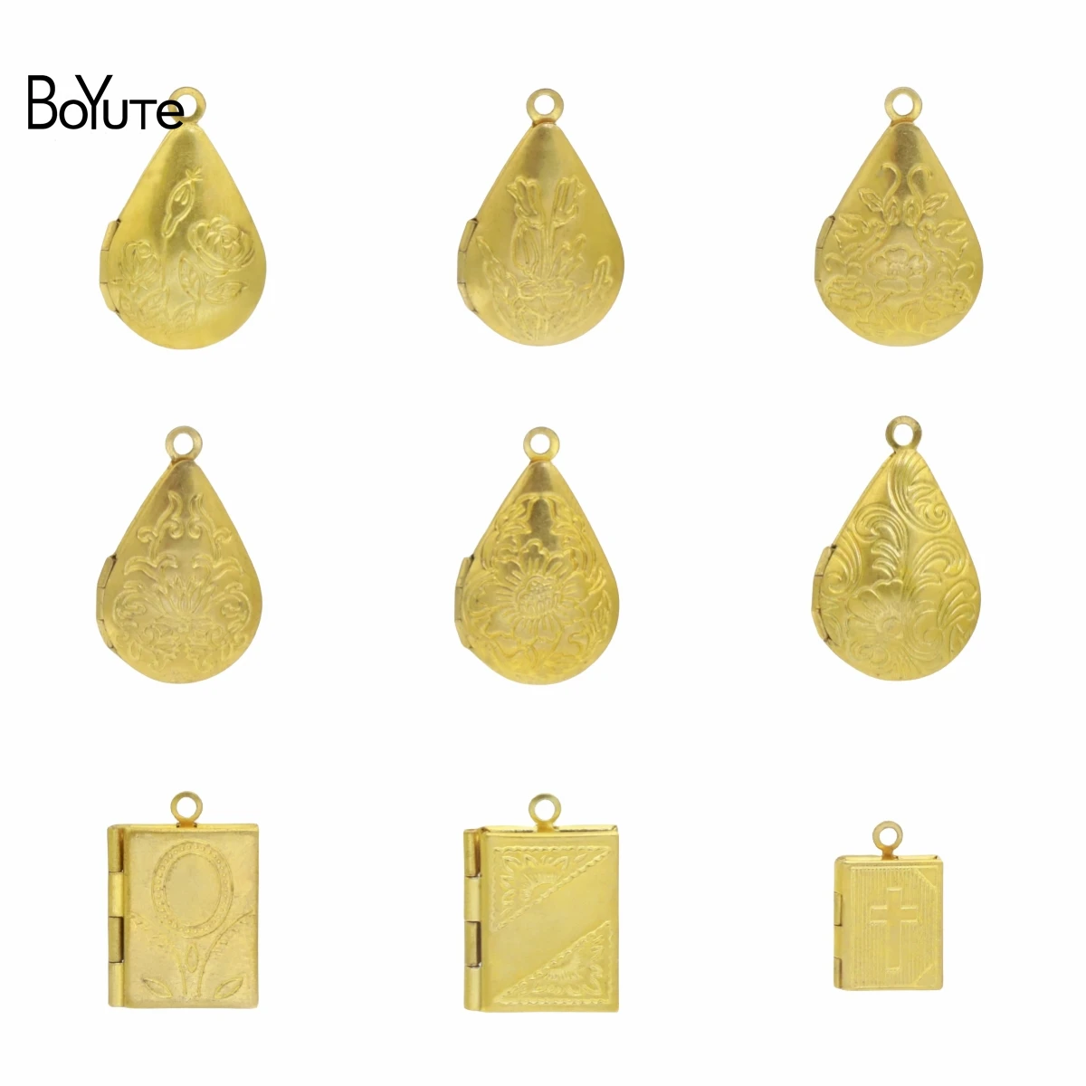 

BoYuTe (50 Pieces/Lot) Water Drop Shaped Brass Lockets Photo Locket Pendant Charms Can Open Diy Jewelry Accessories