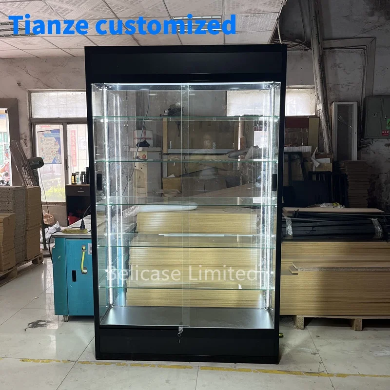 (Customized) Ultra dispensary display wig display showcase aluminium frame glass showcase Smoke Shop