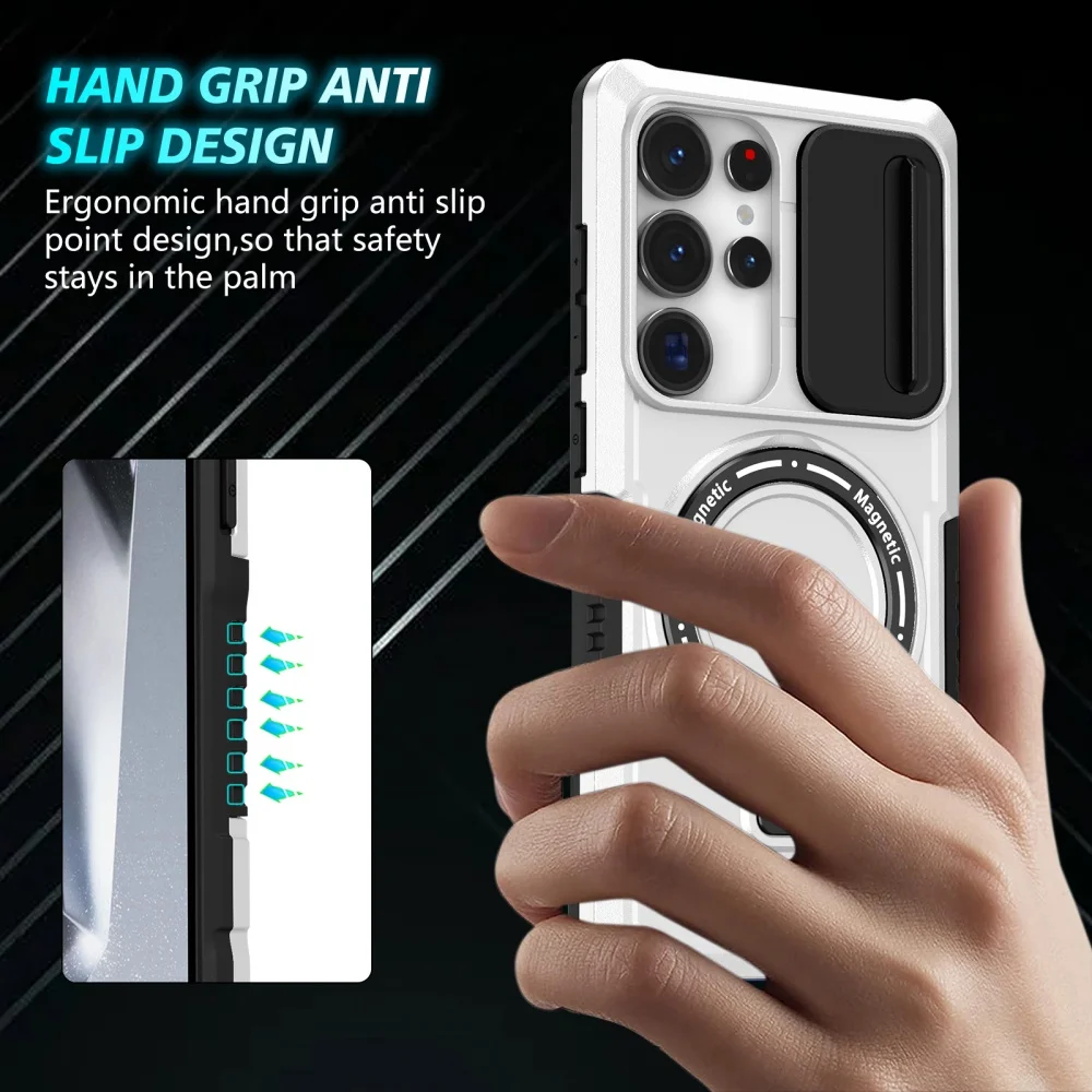 Armor Slide Camera Protector Magnetic Case For Samsung S26 S25 Ultra S24 FE S25 Edge S26 S23 Plus For Magsafe Brackets Funda - view 2