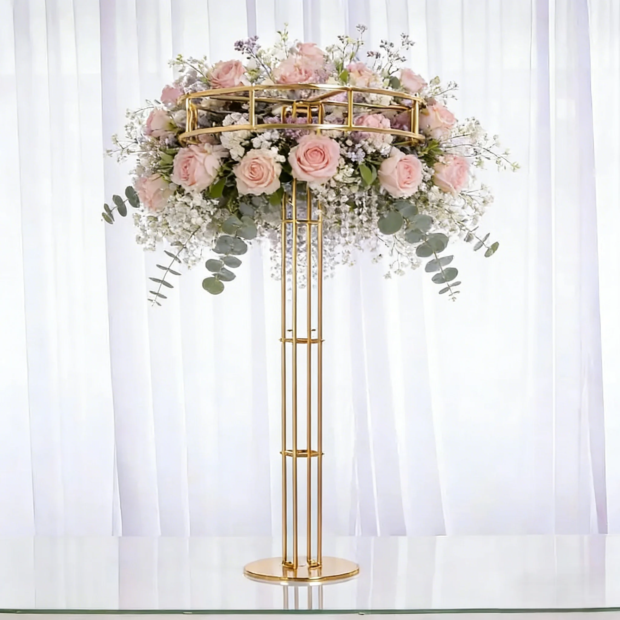 

Блестящая золотая круглая подставка для цветов, свадебный декор, высота 100 см/120 см, металлическая подставка для цветов, для свадеб, вечеринок и мероприятий, 4 шт.