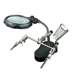 Soldering Iron Station Stand With Welding Magnifying Glass Clip Clamp Third Hand Helping Desktop Magnifier Soldering Repair Tool