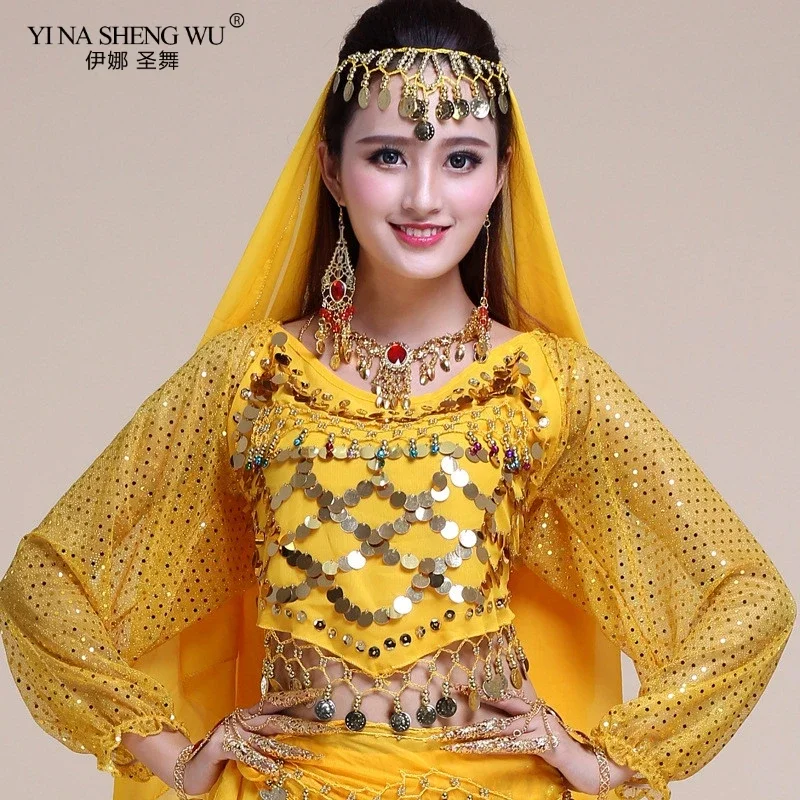 Hot Selling Belly Dance Long Top Sexy Sequins Tops India Bellydance Costumes Accessories 6 Colors Tops For Women Available New