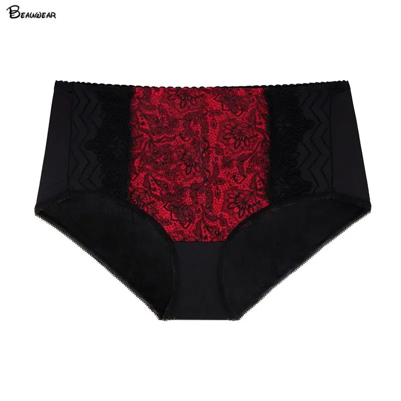 Beauwear XL-6XL High-Rise Women Panties Floral Lace Briefs Ladies Sexy Lace Panties Underwear Breathable Underpants Lingeries