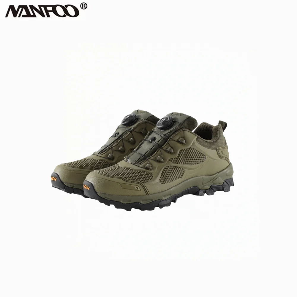 

Outdoor Knob Buckle Laced Hiking Climbing Shoes For Men Air Mesh Breathable Rubber Sole Non-Slip Strong Training Tactical Boots