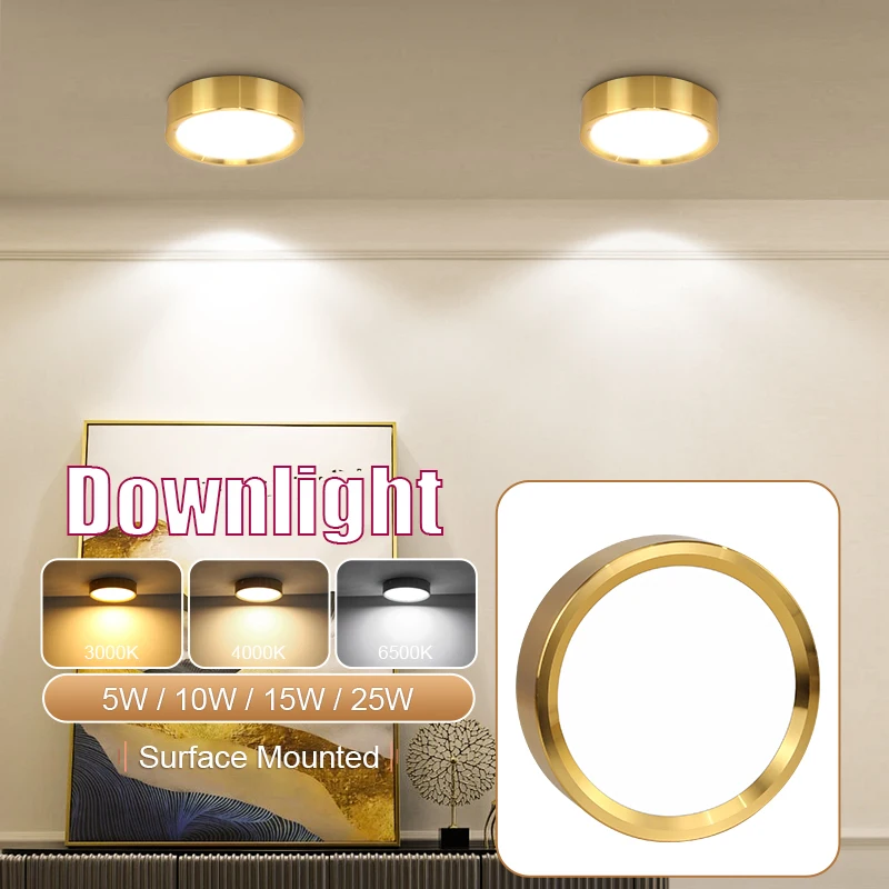 

Светодиодные золотые потолочные светильники LED Spot 10W 15W 25W, накладные тонкие споты для гостиной
