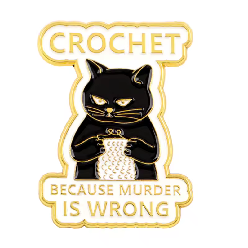Cartoon Black Cat Crochet Enamel Pin Animal Badges on Backpack Brooches for Women Metal Lapel Pins Cosplay Accessories Toys Gift - Image 4