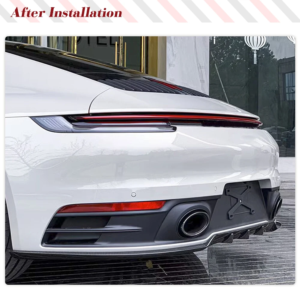 Prepreg Dry Carbon Fiber Car Rear Bumper Lip Bdy Kit For Porsche 911 992 2019-2021 Racing Rear Bumper Diffuser Spoiler Splitters view 2