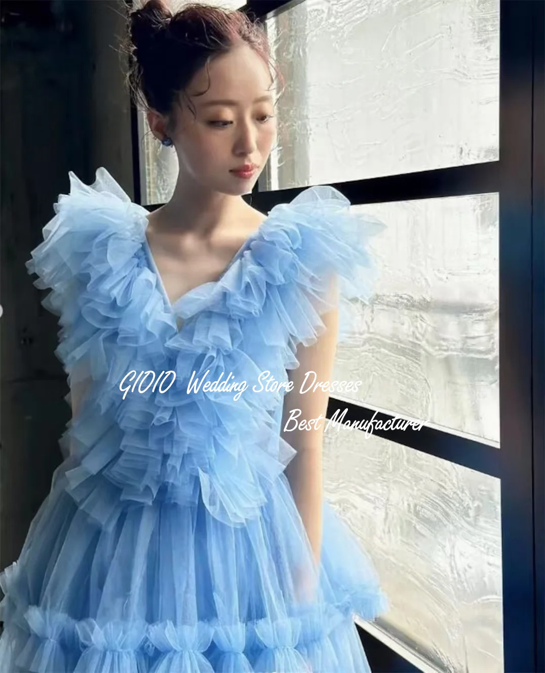 Gioio สไตล์ญี่ปุ่นพรหมชุดเกาหลี A-Line Tulle Layered งานแต่งงานชุดราตรีที่กําหนดเองชุดพรรคอย่างเป็นทางการชุดราตรี Gow