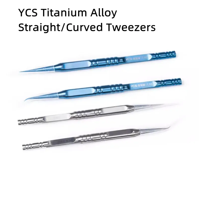 YCS High Precision Titanium Alloy Tweezers for Mobile Phone Tablet Anti-magnetic Fingerprint Fly Line Repair Clamping Tools