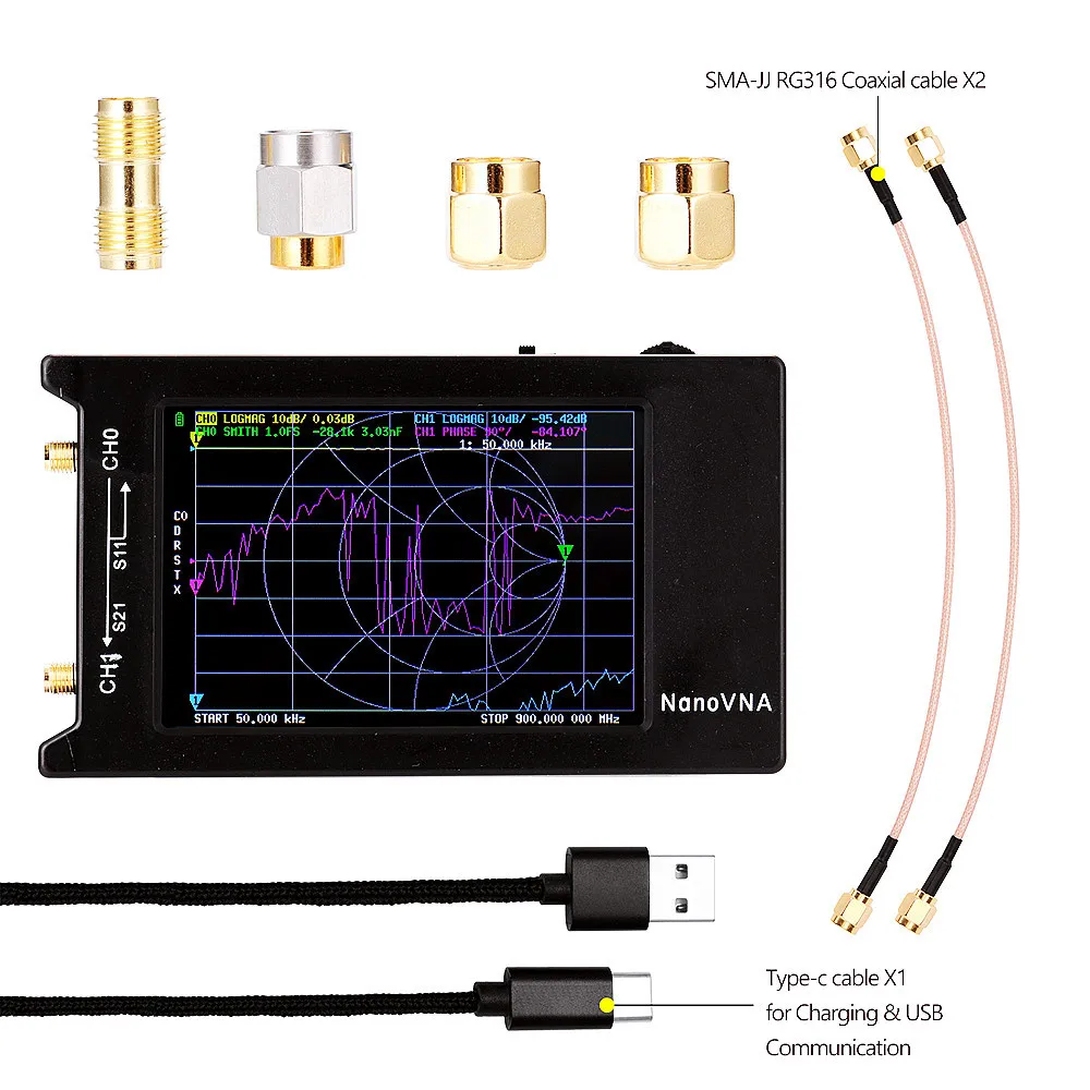 NanoVNA-H4 4-inch Vector Network Analyzer 10KHz-1.5GHz Antenna Analyzer Short Wave MF HF VHF UHF Hugen Version 4