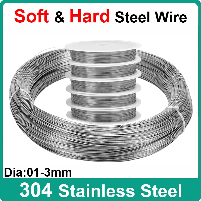 

1pcs 1-10 meters 304 Stainless Steel Soft/hard Steel Wire Diameter 0.1-3mm Single Strand Lashing Soft Iron Wire Rustproof