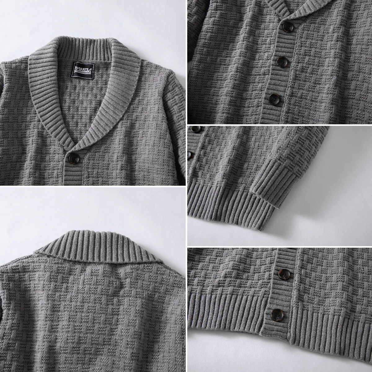 Men's fashion American style lapel single breasted knitted cardigan autumn and winter new item thick jacquard sweater jacket top
