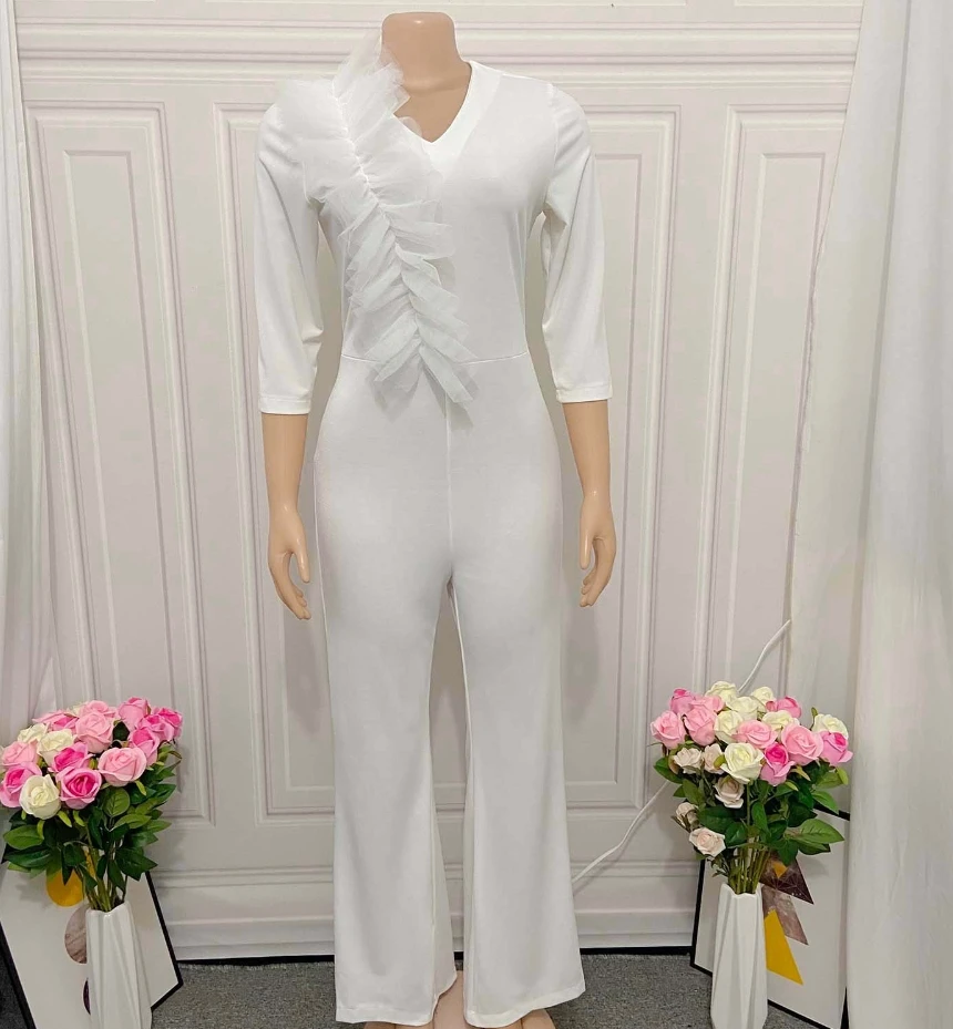 

Women's Oversize High Waist Jumpsuit Elegant Slimming V Neck Long Sleeved Casual Commuting Fashion Autumn New 2023