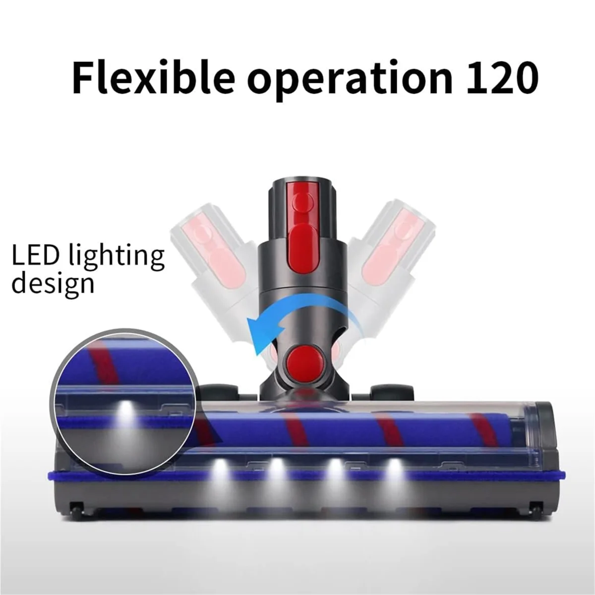 Testa di ricambio per Dyson V7 V8 V10 V11 V15, parti di ricambio per aspirapolvere, rullo morbido con sgancio rapido e luci a LED