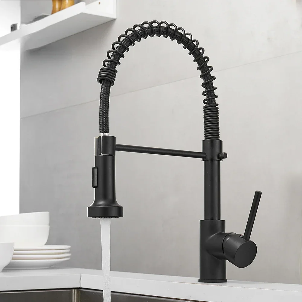 Imagem -03 - Pull Down Kitchen Faucet Spray de Chuveiro Single Handle Torneira de Bacia do Prato Chrome Misturador de Água Quente e Fria Torneira de Guindaste