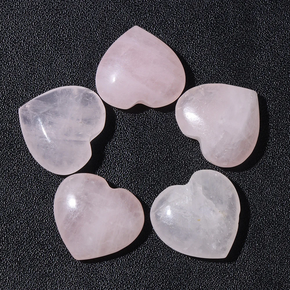5PCS Stone Carved Heart Shape Chakra Stone Ornaments Healing Energy  Jaspers Agates Statue Home Wedding Decoration Crafts