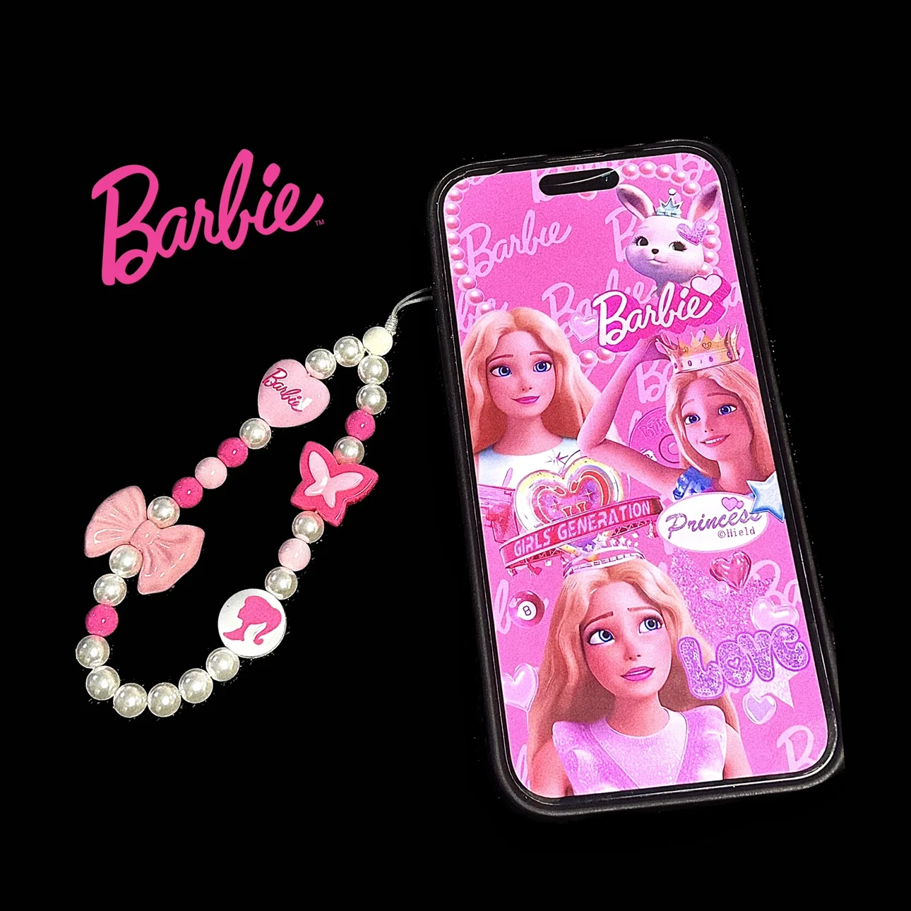 Original Homemade Barbie Princess Mobile Phone Anti-Lost Chain Cartoon Beads Diy Shell Case Camera Pendant Chains Decor Gifts