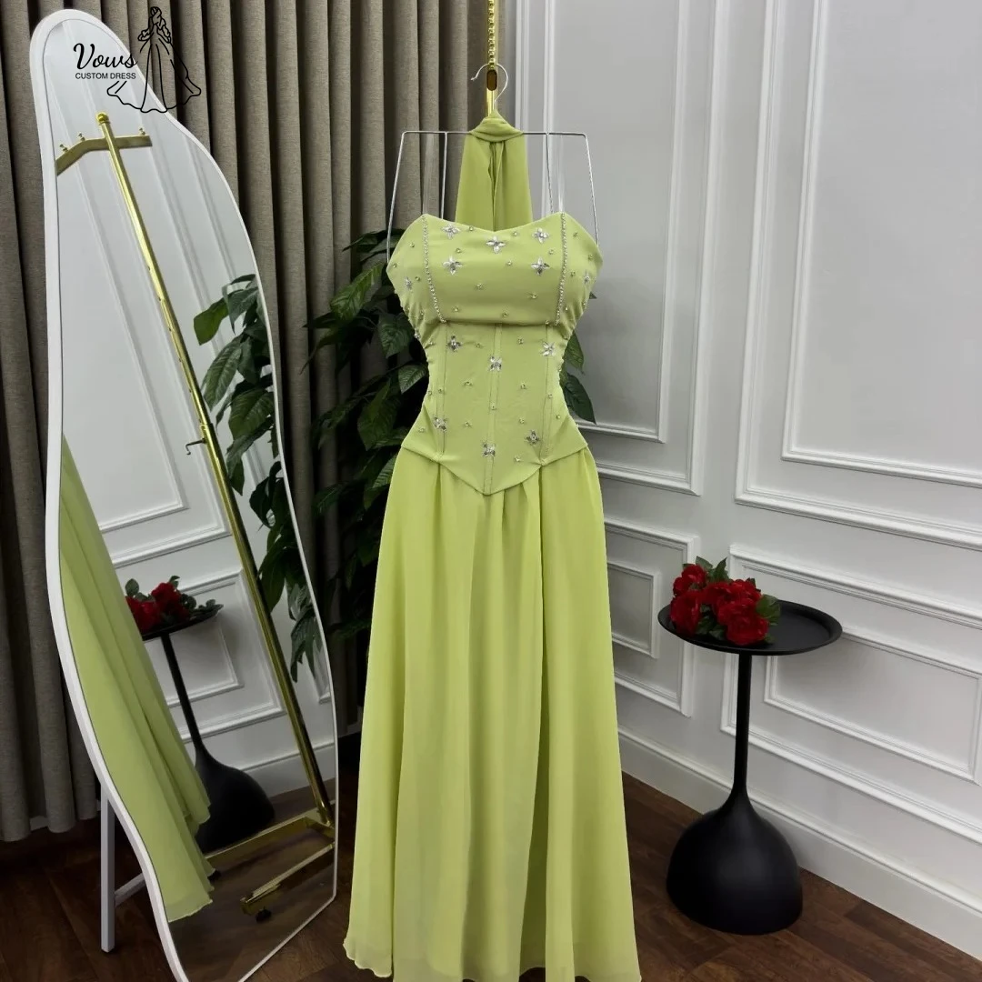 Vows elegante vestidos de baile vestido de noite de luxo 2025 feito sob encomenda linha uma vestidos de festa para ocasiões especiais grânulo bordado mulher