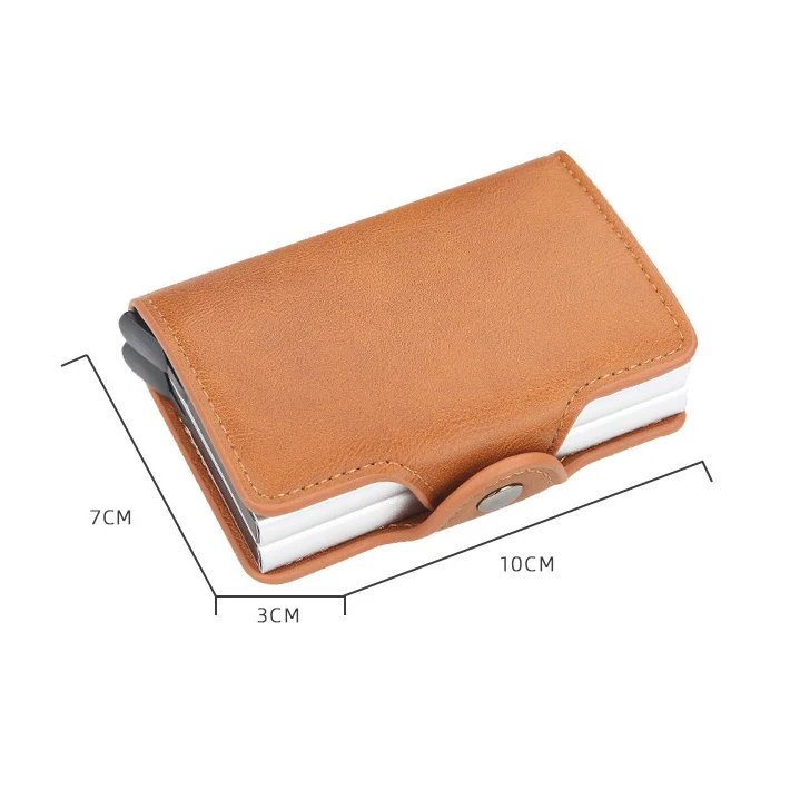 Credit Card Holder Card Holders for Men RFID  Aluminum Alloy Anti-theft Brush Card Holder Magnetic Buckle Card Holder PU Leather