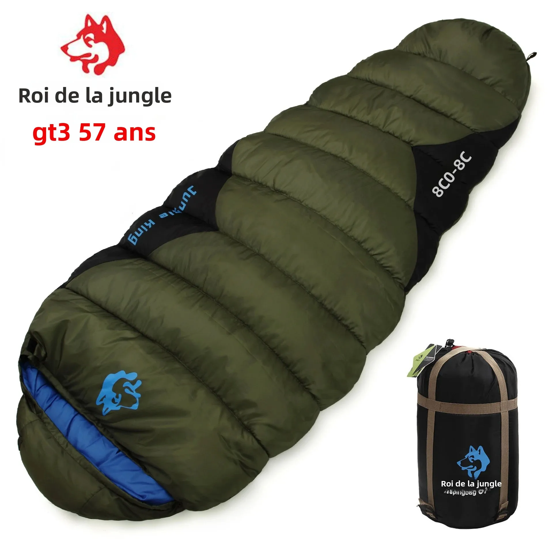 한JUNGLE KING CY0903 Sac de couchage imperméable épais pour temps froid d'hiver, fournitures de Camping et de randonnée-8 ℃   Sacs de couchage en coton