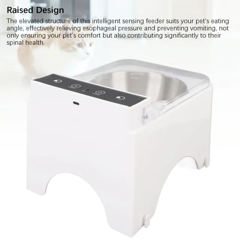

Stylish For Look Cat Automatic Sensing Feeder Hygienic Sturdy Transparent Lid Intelligent Automatic Dog Feeder Bowl