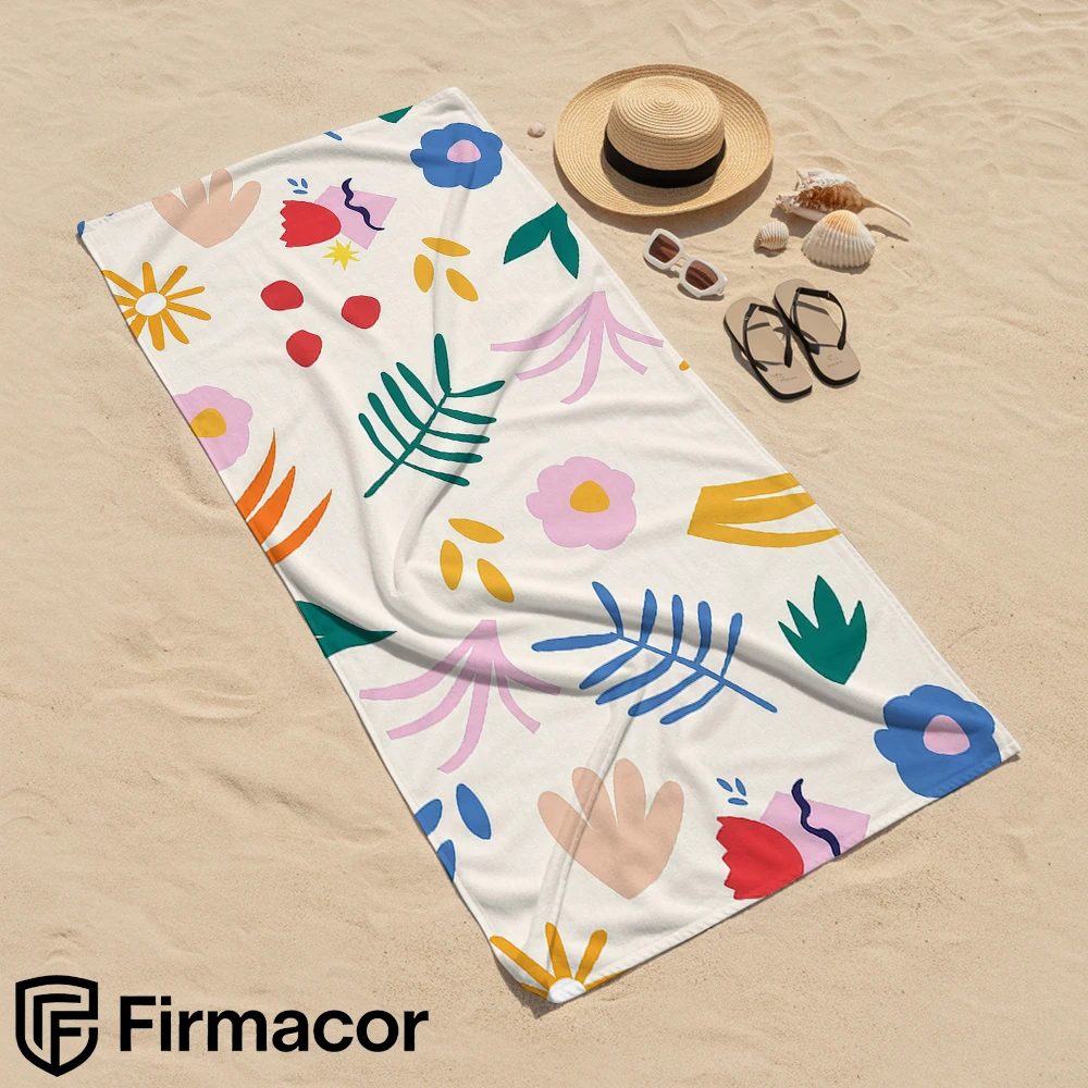 Abstract Flora Microfiber Beach Towel Quick Dry Sand Free Oversized Soft Absorbent Bath Towel for Swimming Pool Travel Gym