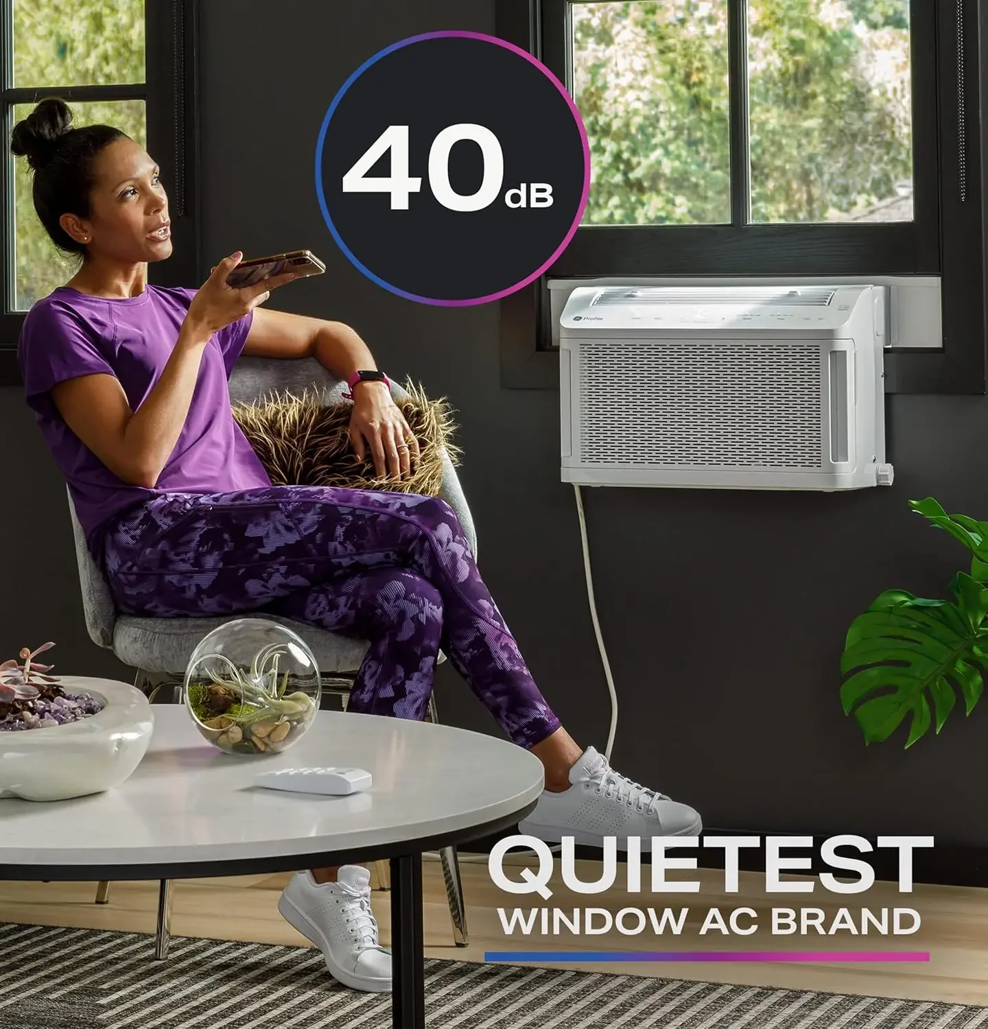 GE ClearView Inverter Window Air Conditioner Unit 10 300 BTU U Shaped Adjustable Depth Energy Efficient Cooling up to 450 sq