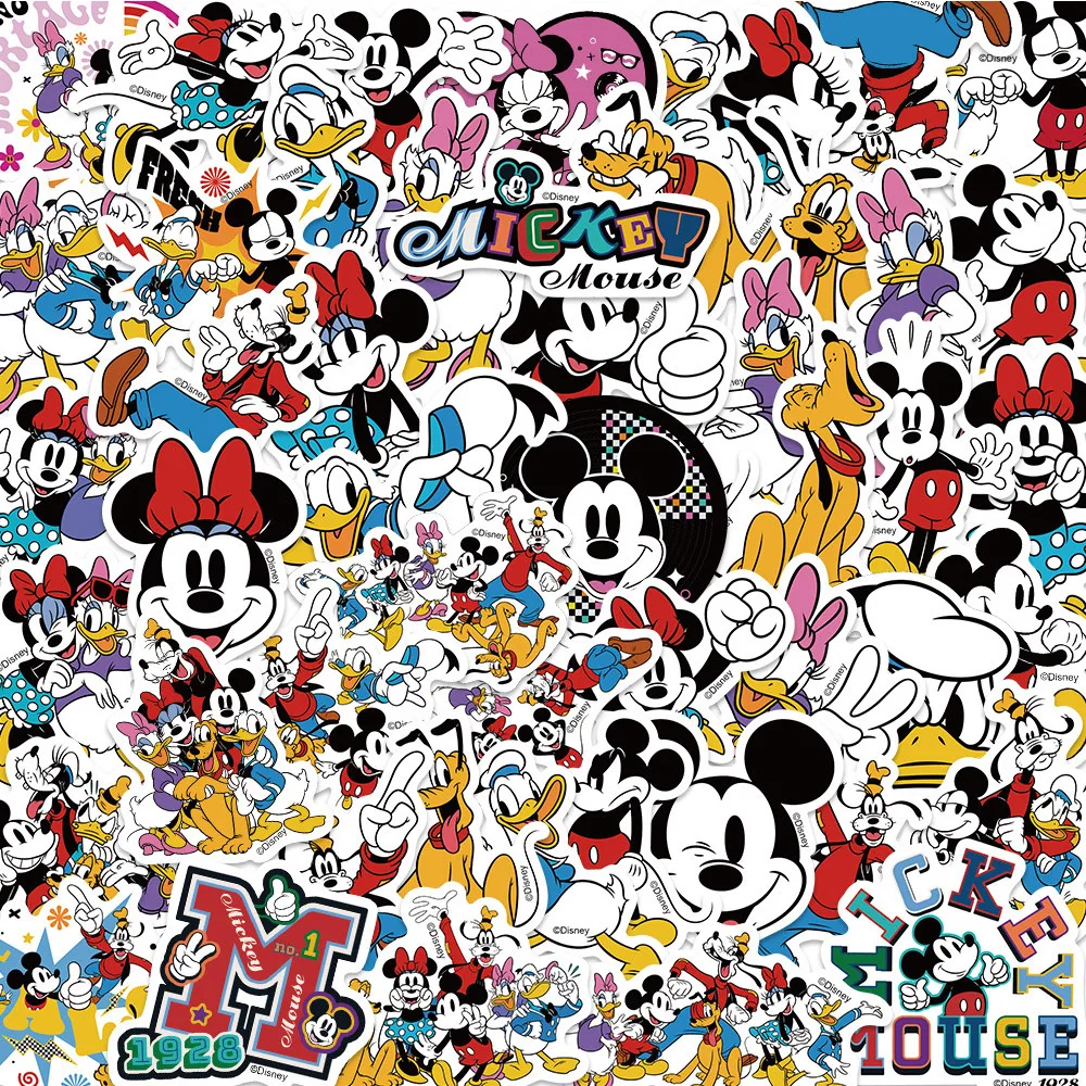 10/30/50pcs Disney Cute Cartoon Mickey Mouse Stickers Decals Guitar Laptop Phone Luggage Motorcycle Waterproof Sticker Kid Toy