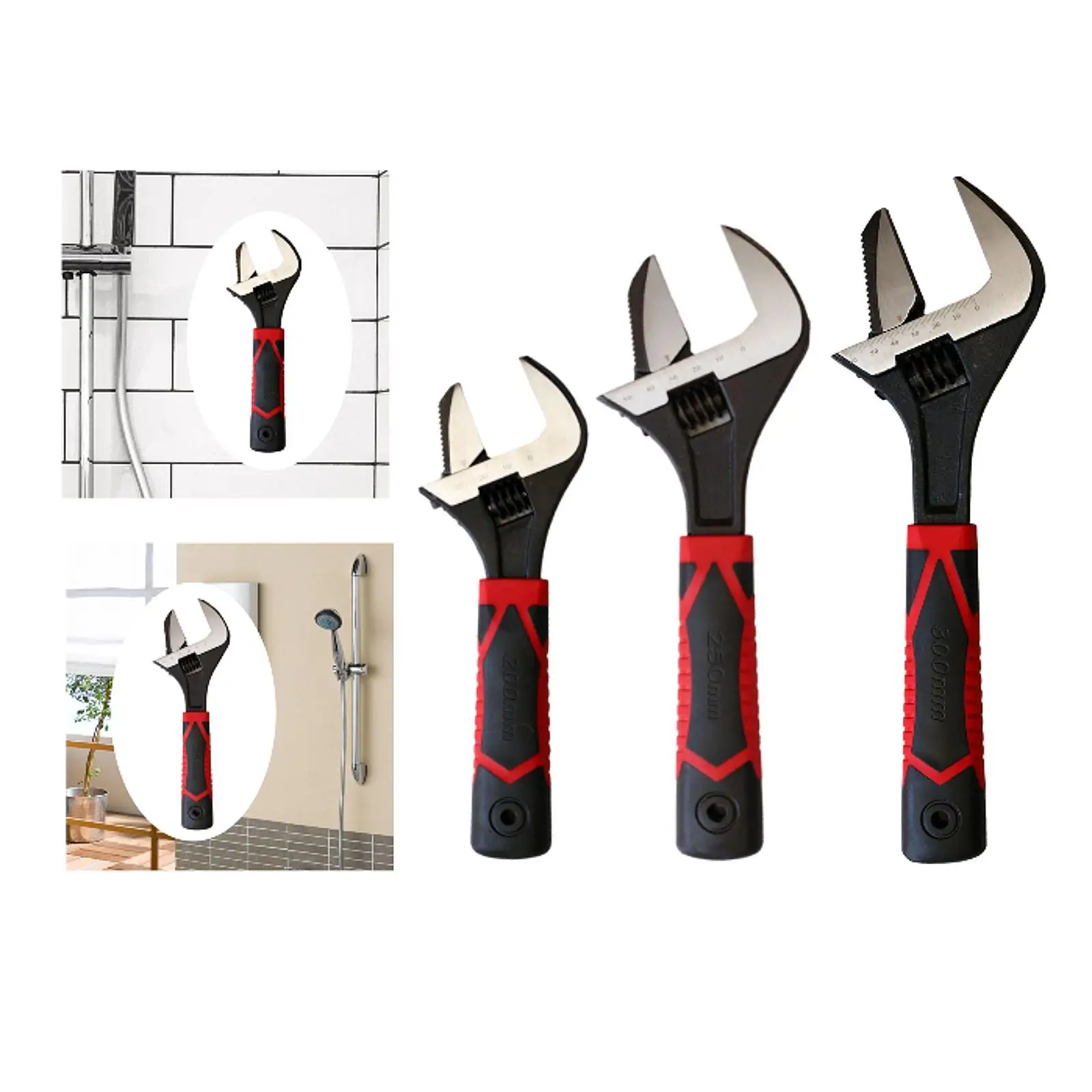 Adjustable Ratcheting Wrench Heavy Duty Spanner Comfortable Handle Hand Tool Bathroom Spanner for Bolts Home Repairing Gaps