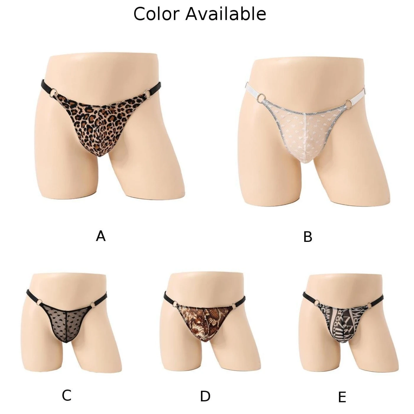 2023 Mens Leopard Thong Underwear Sexy Lace Jockstrap Pouch T-back Briefs Male Tight T Pants Bikini Pouch G-String Sleepwear