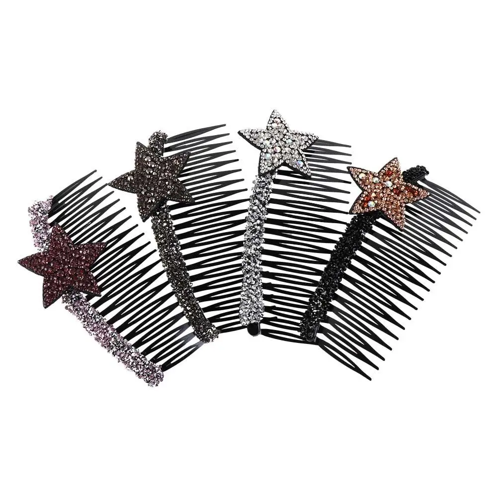 

Pentagram Star Rhinestone Star Hair Comb Teeth Acrylic Invisible Extra Hair Holder Fixed Combs Headwear Broken Hair Comb Girls