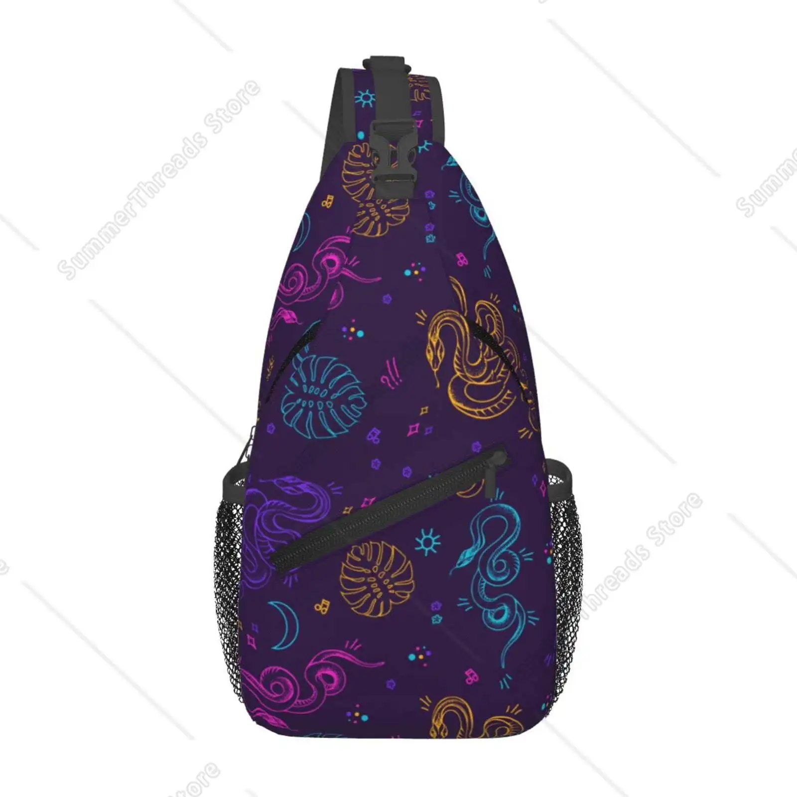 

Sling Bag For Men, Gothic Colorful Snake Fanny Pack Crossbody Bags Shoulder Chest Bag, Small Gym Bag Anti Theft Bag