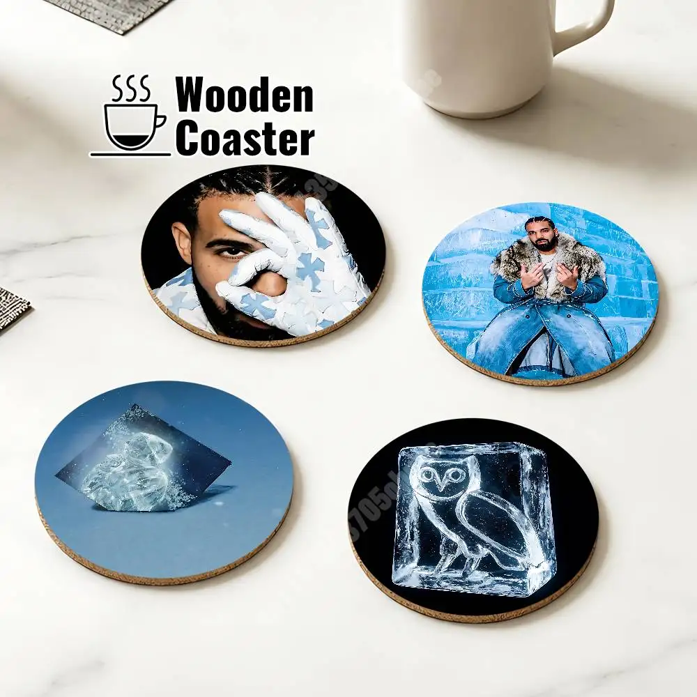 Singer D-Drake Iceman Album Cover Wooden Cup Mat Americano Beer Milk Water Coaster for Baking Studio