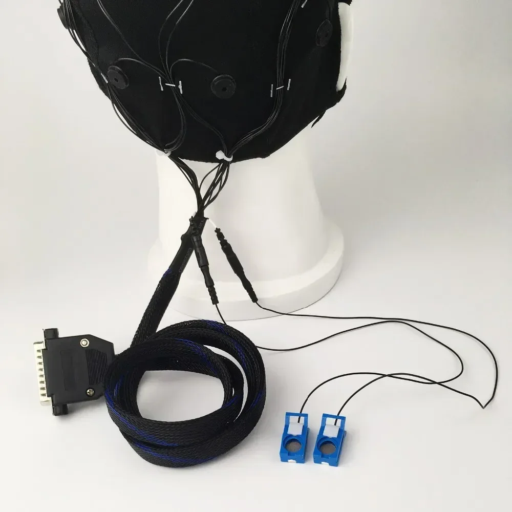 New designed high sensor 20 Channel EEG Caps with Sintered Ag/AgCl metal Ear Clip Electrodes