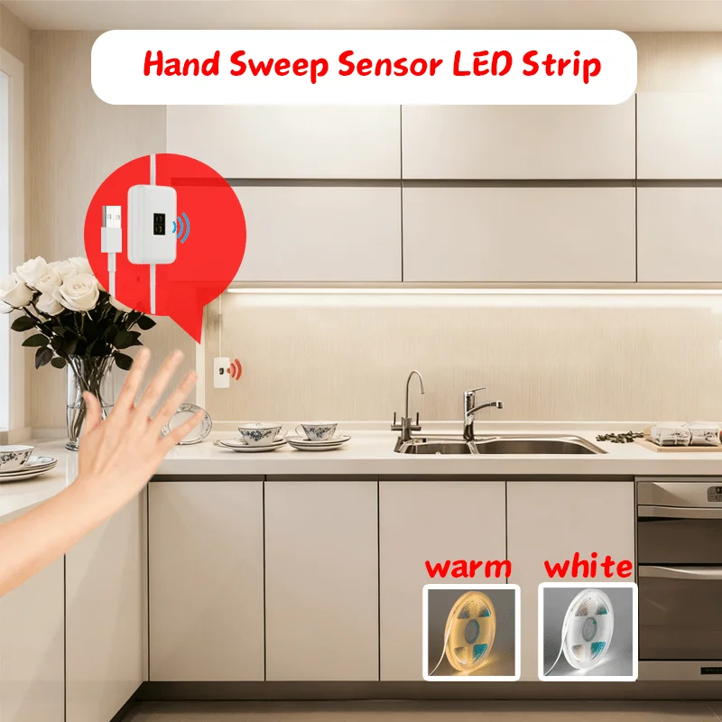 

USB Powered LED Strip with Motion Sensor Cob Led Light Strip,Perfect for Cabinets,TV,Appliance Lighting Modern Kitchen Backlight