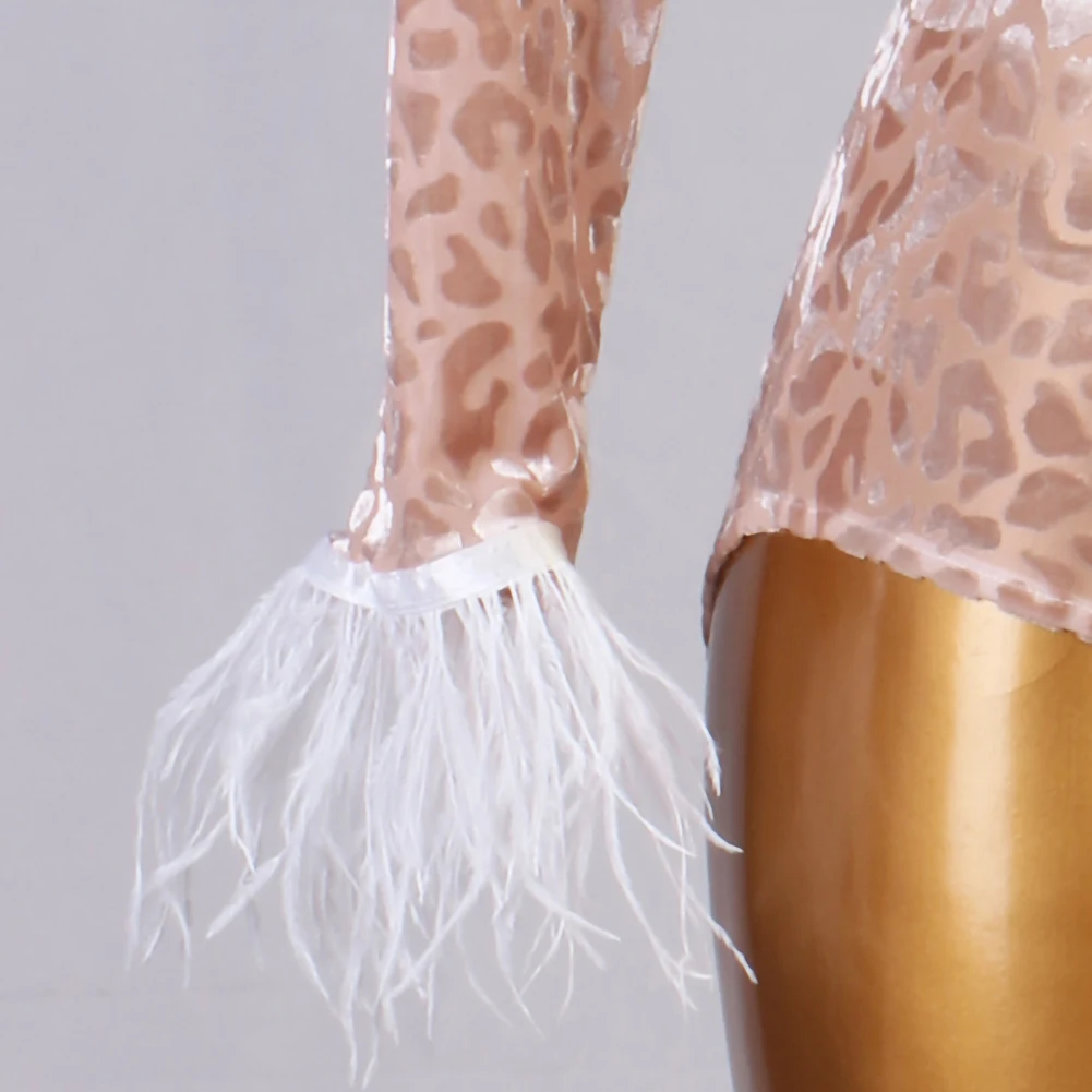 Samba Velvet Dames Nieuw Dansjack met lange mouwen Luipaard Struisvogelbont Schoolfeest Latin Oefenprestaties Ronde hals