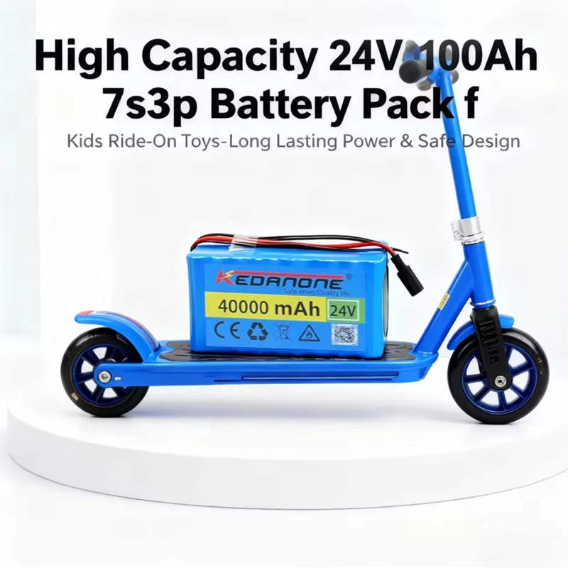Pacco batterie al litio 18650 7S3P 24V 40Ah, batteria ricaricabile con caricabatterie 29,4V 2A, connettore e BMS integrato, batteria di ricambio ad alta capacità per e-bike, scooter elettrico, sedia a