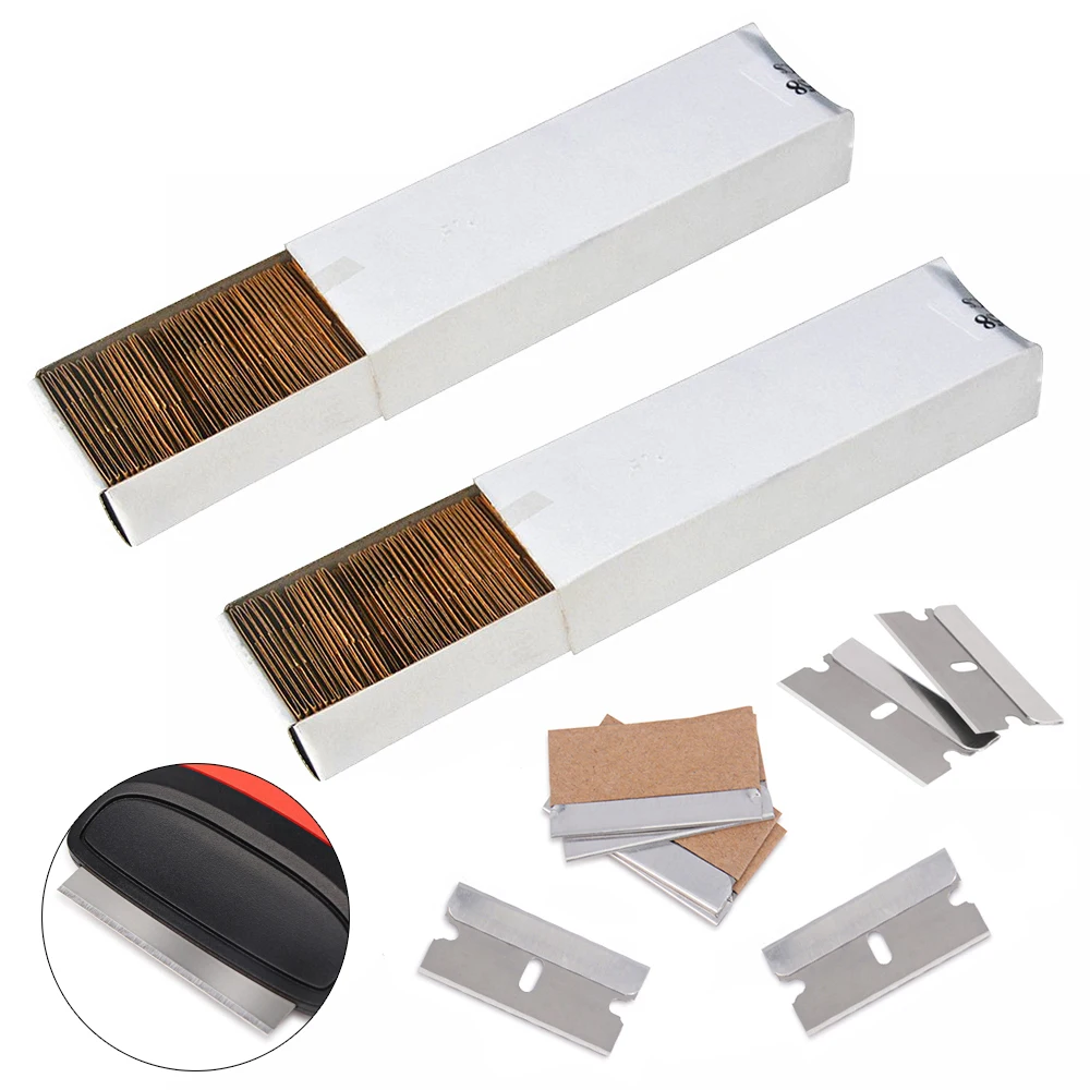 

FOSHIO 200 шт., лезвия из углеродистой стали для очистки скребка, автомобильные обертки, бумажный скребок для удаления этикеток, скребок, нож, запасной инструмент, замена